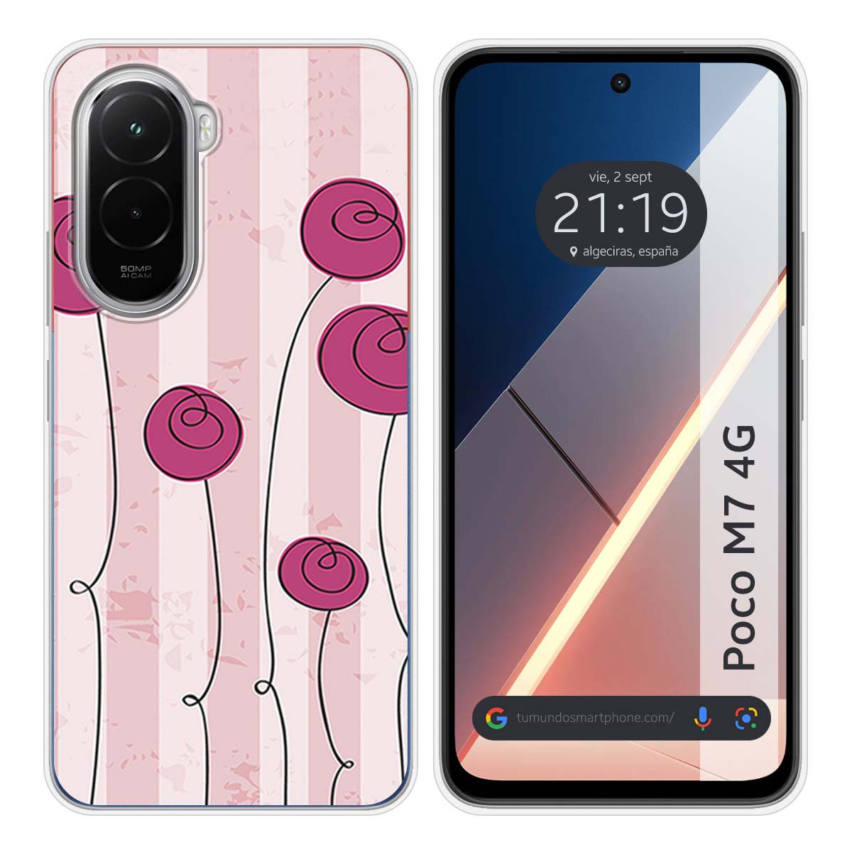 Funda Silicona para Xiaomi Poco M7 4G diseño Flores Vintage Dibujos
