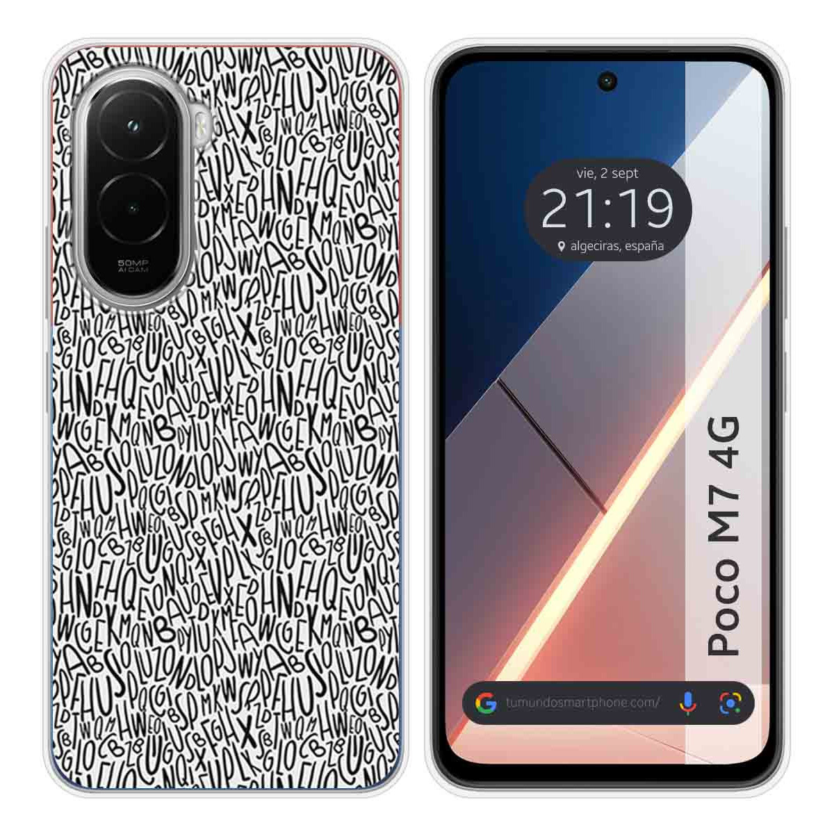 Funda Silicona para Xiaomi Poco M7 4G diseño Letras Dibujos