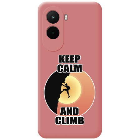 Funda Silicona Líquida Rosa para Xiaomi Poco M7 4G diseño Hombre Escalada Dibujos