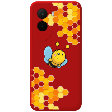 Funda Silicona Líquida Roja para Xiaomi Poco M7 4G diseño Abeja Dibujos
