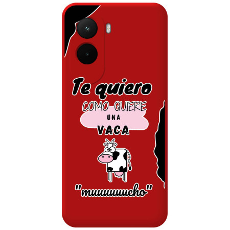 Funda Silicona Líquida Roja para Xiaomi Poco M7 4G diseño Vaca Dibujos