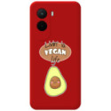 Funda Silicona Líquida Roja para Xiaomi Poco M7 4G diseño Vegan Life Dibujos
