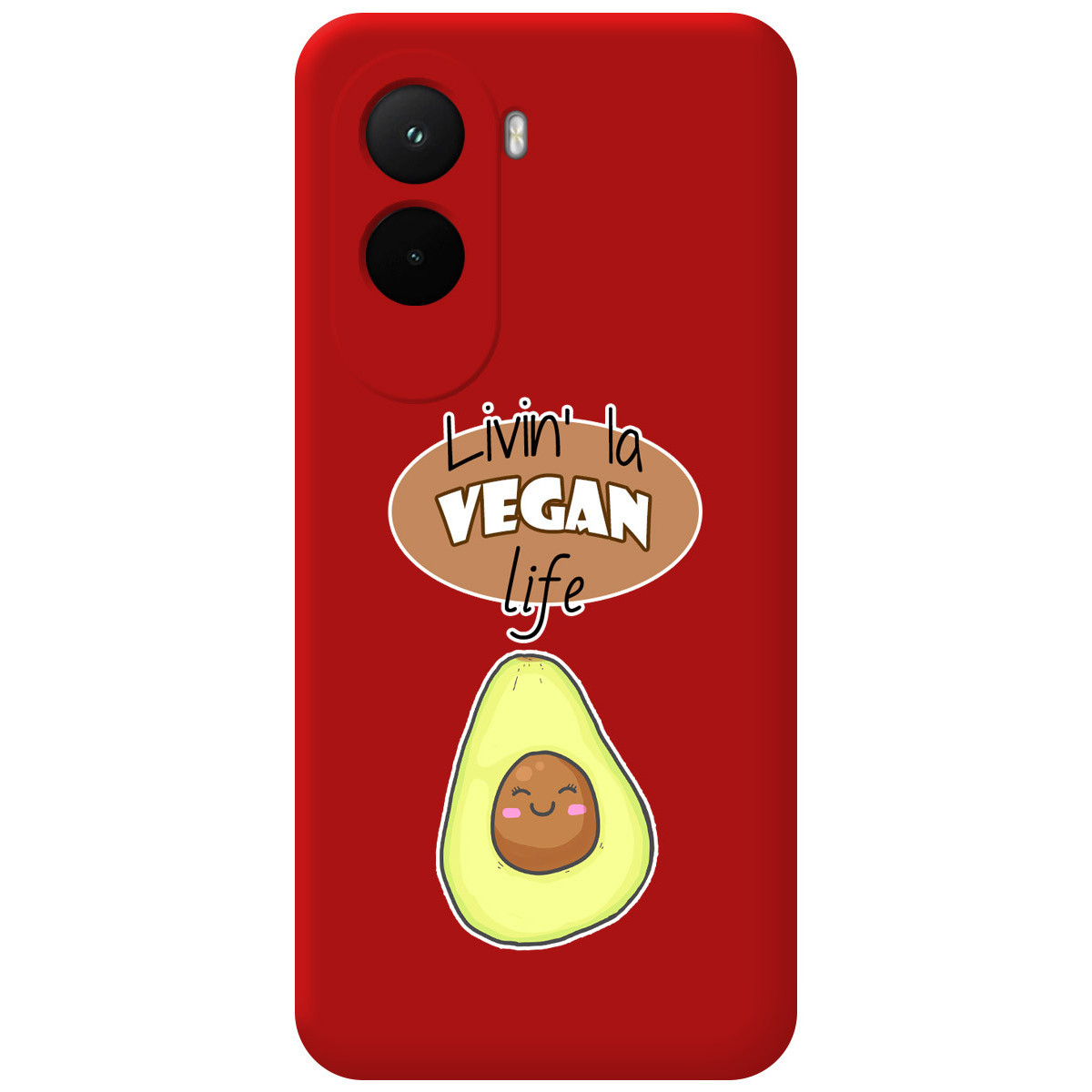 Funda Silicona Líquida Roja para Xiaomi Poco M7 4G diseño Vegan Life Dibujos