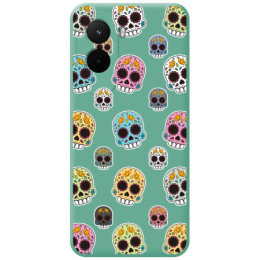 Funda Silicona Líquida Verde para Xiaomi Poco M7 4G diseño Catrina Dibujos