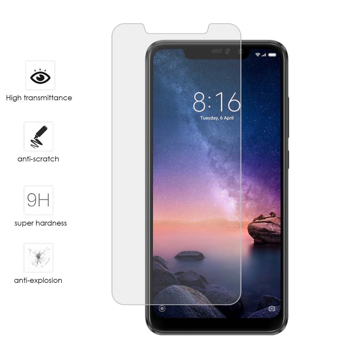 Protector Cristal Templado para Xiaomi Redmi Note 6 Pro Vidrio