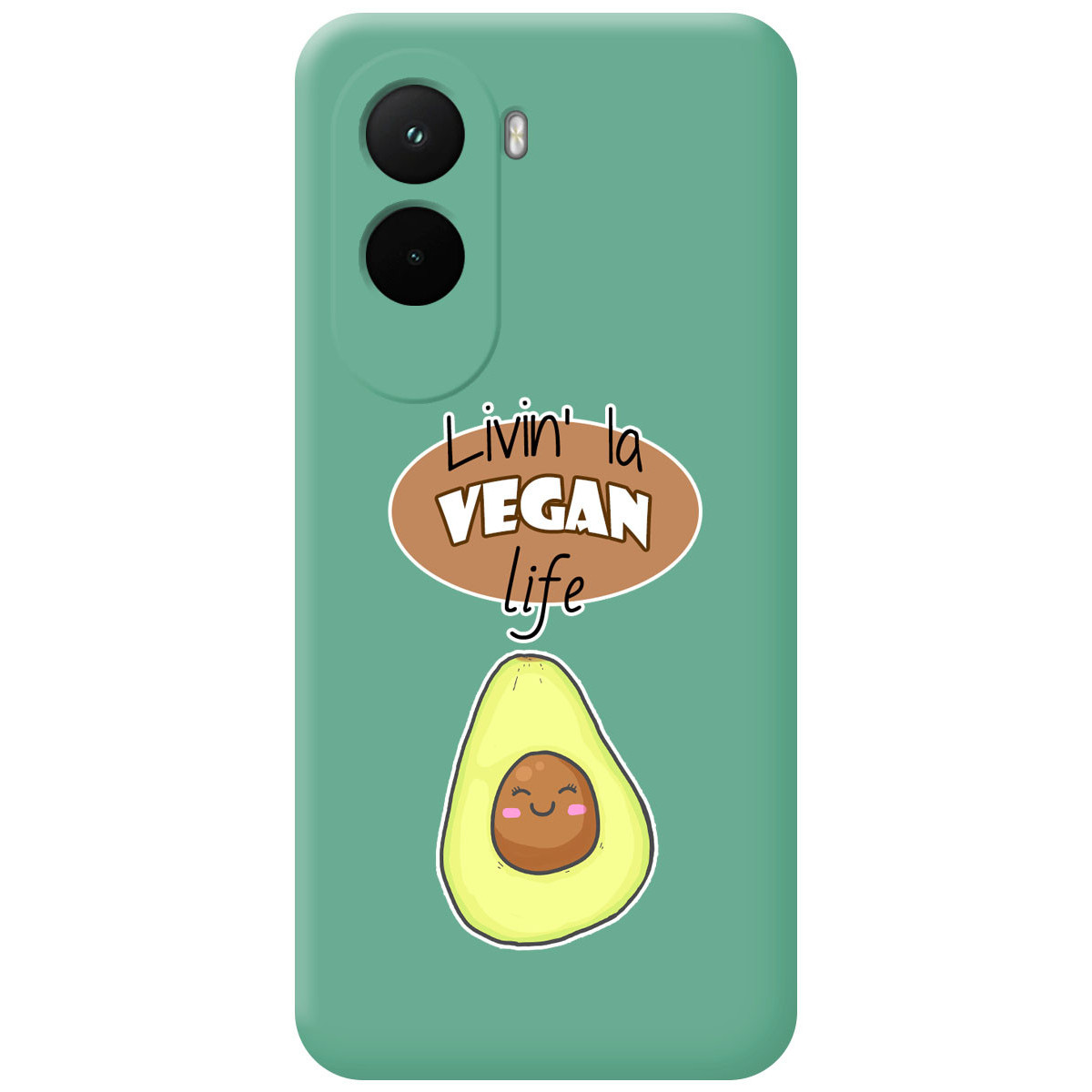 Funda Silicona Líquida Verde para Xiaomi Poco M7 4G diseño Vegan Life Dibujos