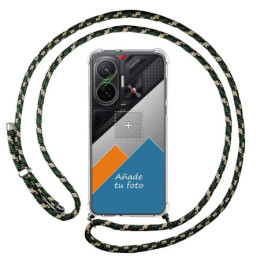 Personaliza tu Funda Colgante Transparente para Xiaomi Poco F7 5G con Cordon Verde / Dorado Dibujo Personalizada