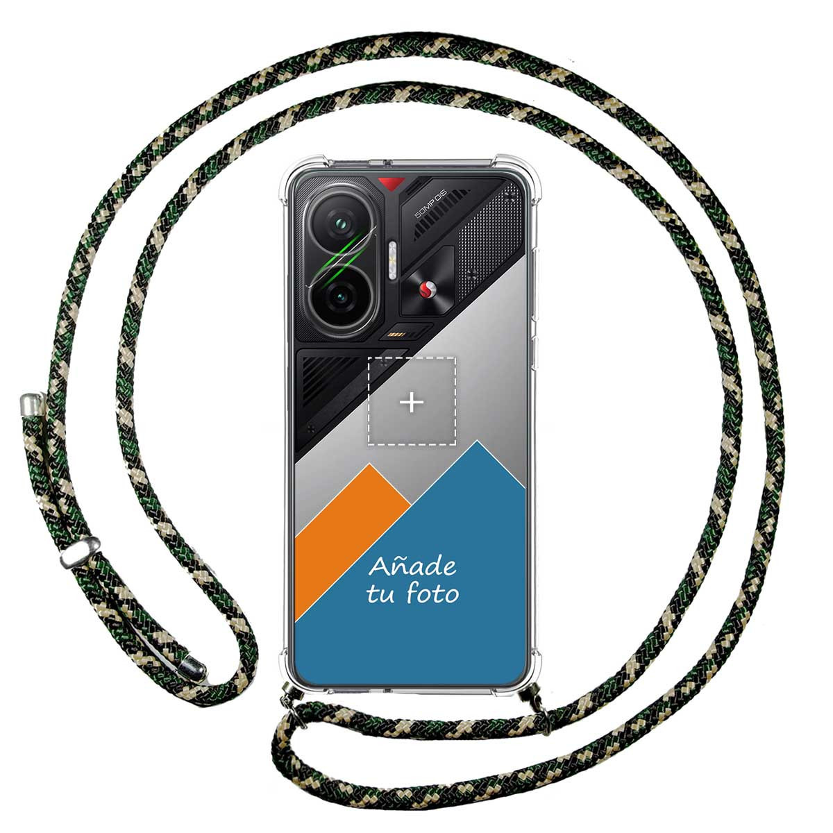 Personaliza tu Funda Colgante Transparente para Xiaomi Poco F7 5G con Cordon Verde / Dorado Dibujo Personalizada