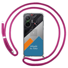 Personaliza tu Funda Colgante Transparente para Xiaomi Poco F7 5G con Cordon Rosa Fucsia Dibujo Personalizada