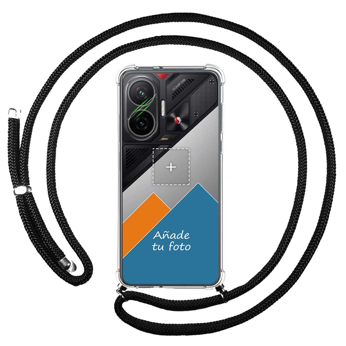 Personaliza tu Funda Colgante Transparente para Xiaomi Poco F7 5G con Cordon Negro Dibujo Personalizada