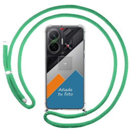 Personaliza tu Funda Colgante Transparente para Xiaomi Poco F7 5G con Cordon Verde Agua Dibujo Personalizada