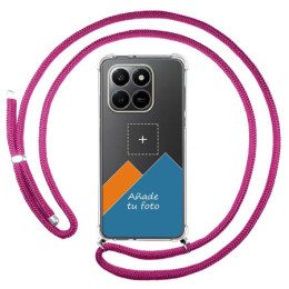 Personaliza tu Funda Colgante Transparente para Huawei Honor 400 Smart 5G con Cordon Rosa Fucsia Dibujo Personalizada