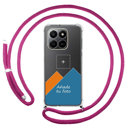 Personaliza tu Funda Colgante Transparente para Huawei Honor 400 Smart 5G con Cordon Rosa Fucsia Dibujo Personalizada