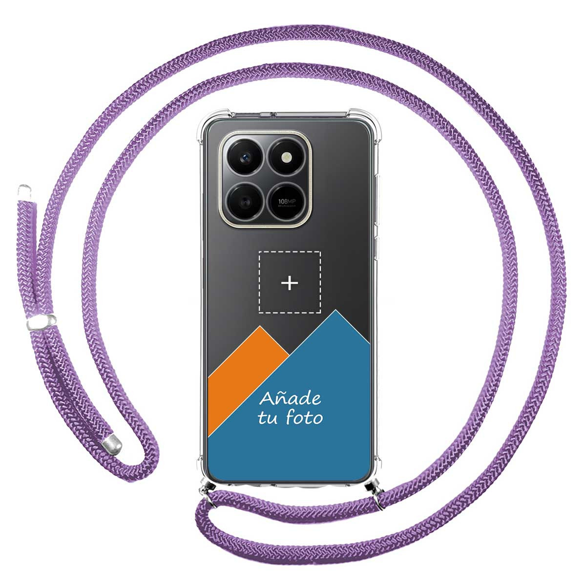 Personaliza tu Funda Colgante Transparente para Huawei Honor 400 Smart 5G con Cordon Morado Dibujo Personalizada