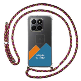 Personaliza tu Funda Colgante Transparente para Huawei Honor 400 Smart 5G con Cordon Rosa / Dorado Dibujo Personalizada