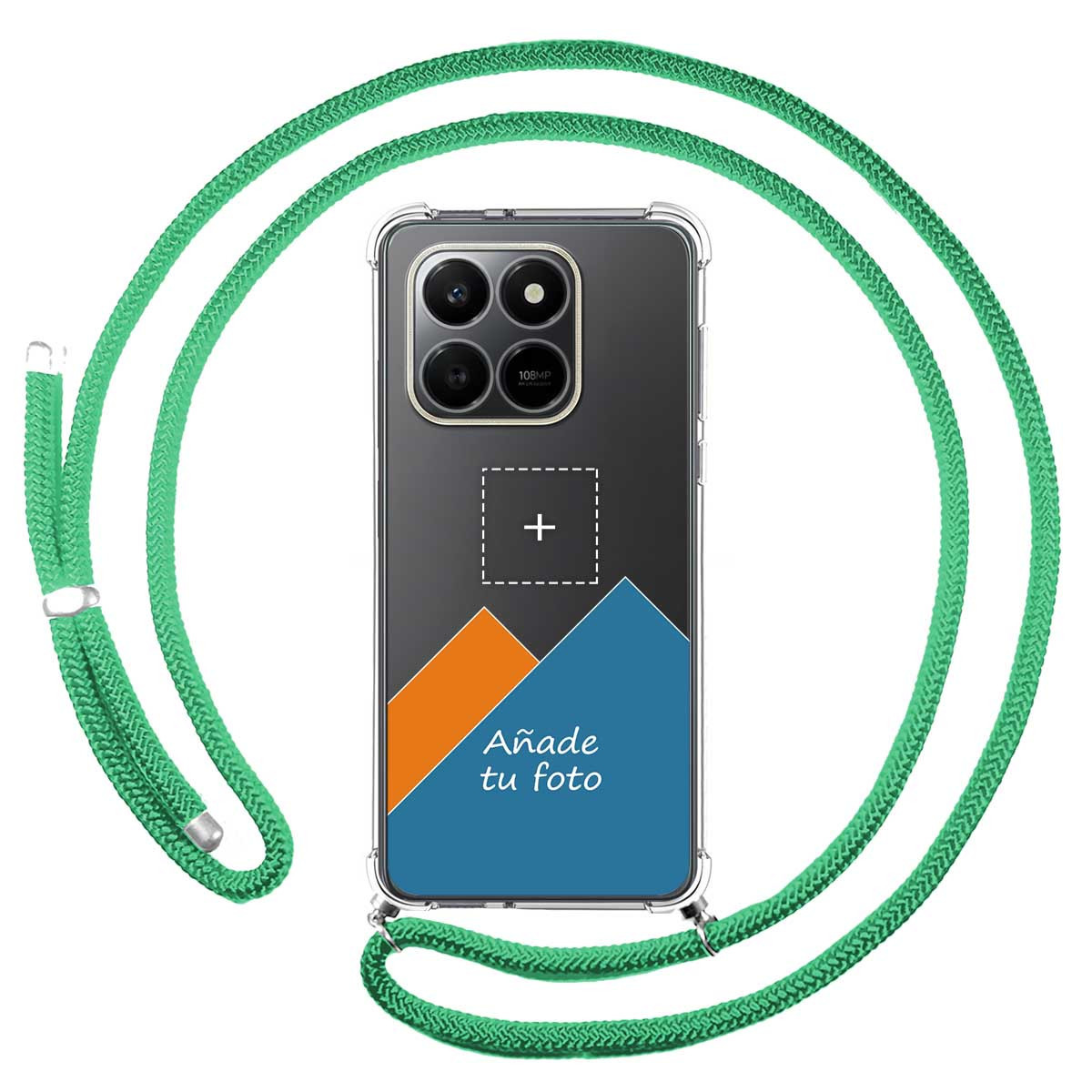 Personaliza tu Funda Colgante Transparente para Huawei Honor 400 Smart 5G con Cordon Verde Agua Dibujo Personalizada