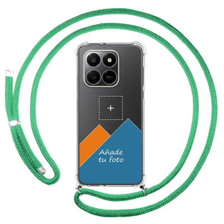 Personaliza tu Funda Colgante Transparente para Huawei Honor 400 Smart 5G con Cordon Verde Agua Dibujo Personalizada