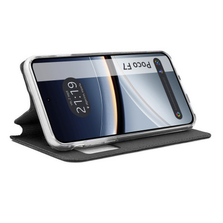 Funda Libro Soporte con Ventana para Xiaomi Poco F7 5G color Negra