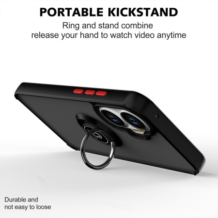 Funda Mate con Borde Negro y Anillo Giratorio 360 para Xiaomi Poco F7 5G
