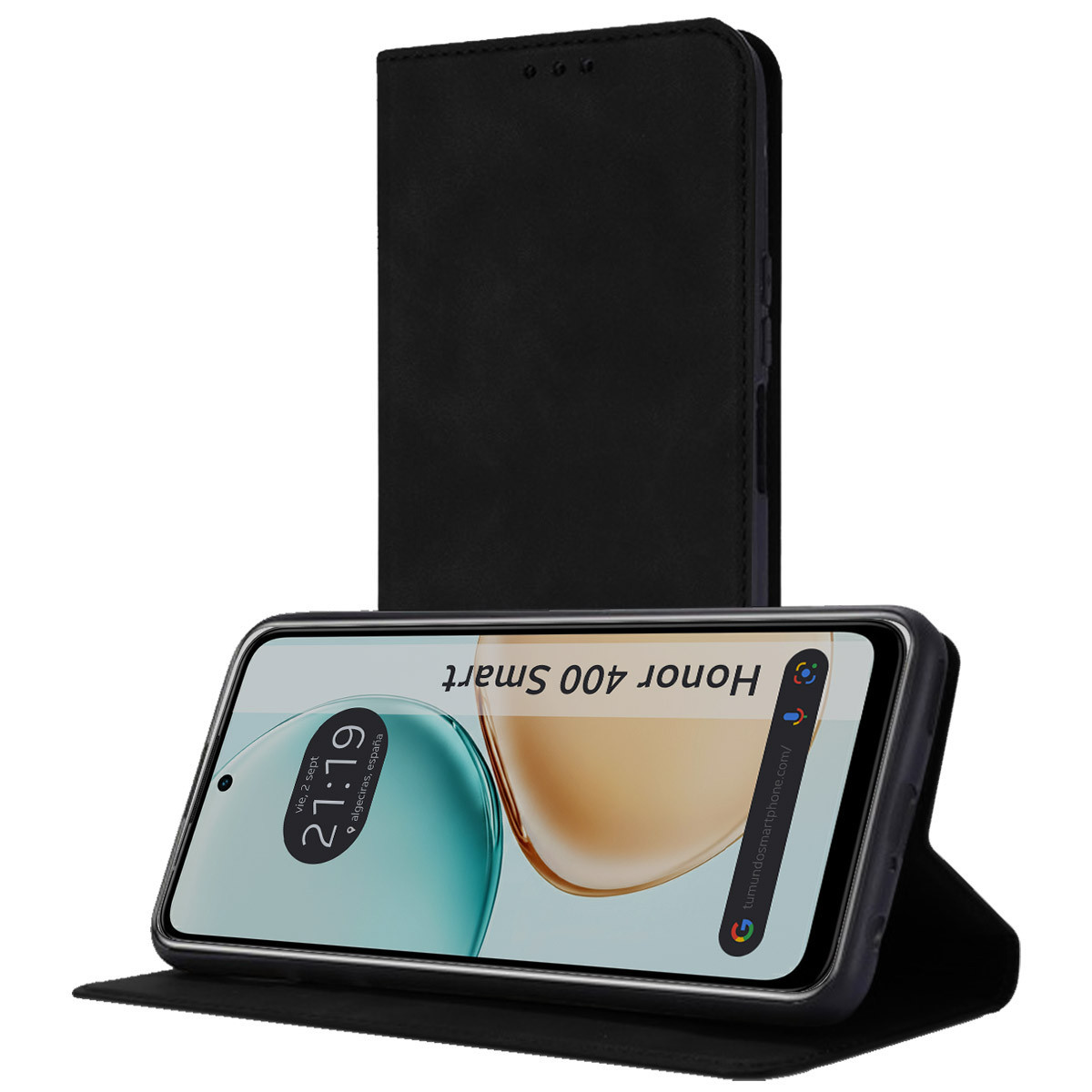 Funda Libro de Polipiel con tarjetero para Huawei Honor 400 Smart 5G color Negra
