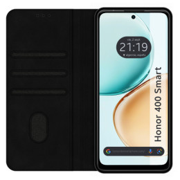 Funda Libro de Polipiel con tarjetero para Huawei Honor 400 Smart 5G color Negra 2