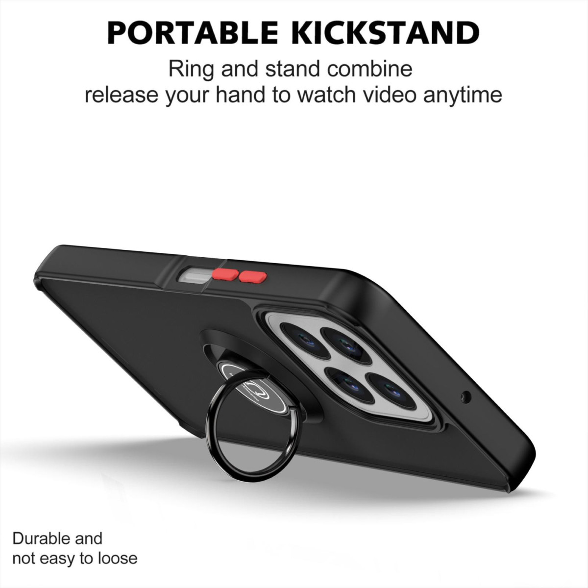 Funda Mate con Borde Negro y Anillo Giratorio 360 para Huawei Honor 400 Smart 5G