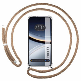 Funda Colgante Transparente para Xiaomi Poco F7 5G con Cordon Camel