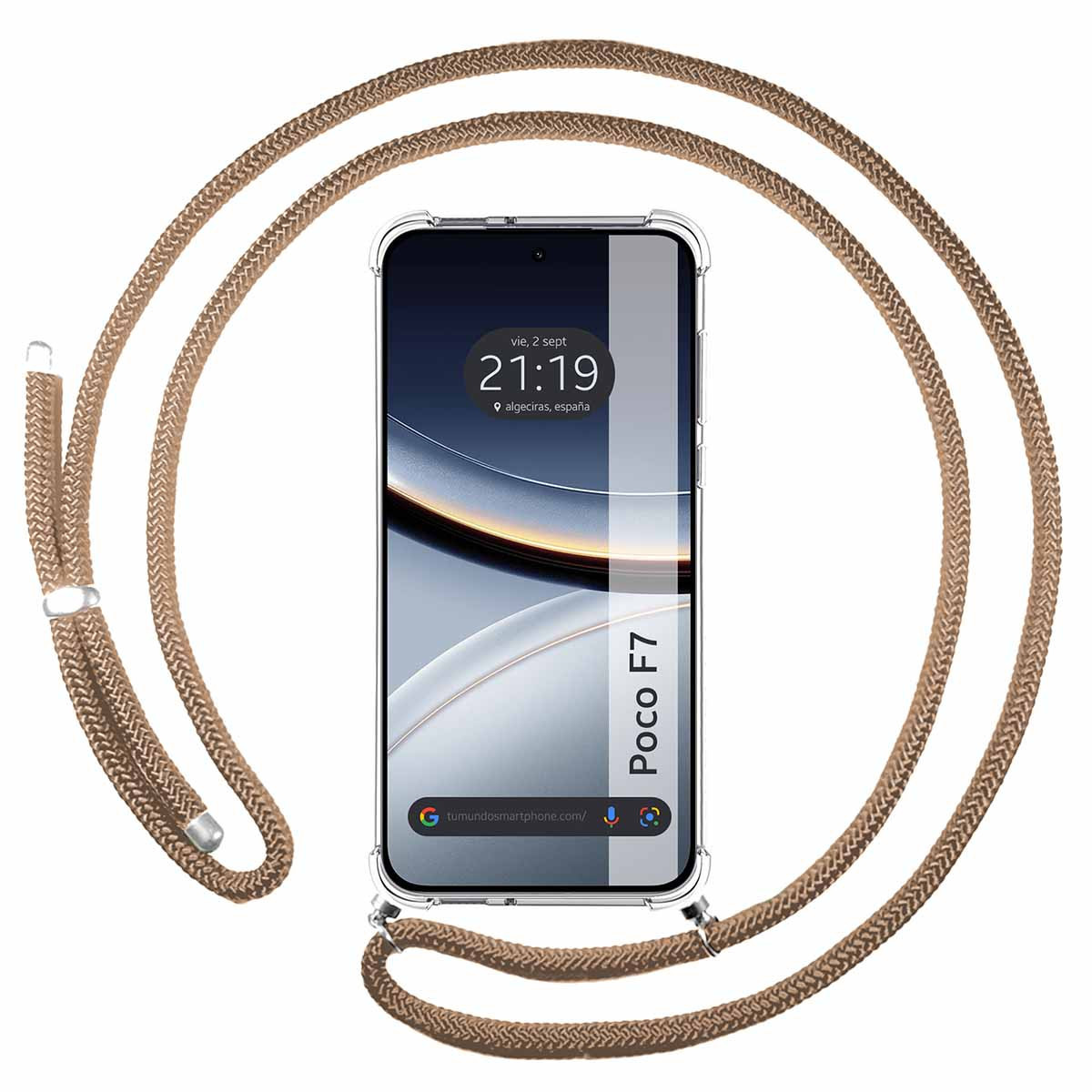 Funda Colgante Transparente para Xiaomi Poco F7 5G con Cordon Camel