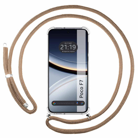 Funda Colgante Transparente para Xiaomi Poco F7 5G con Cordon Camel