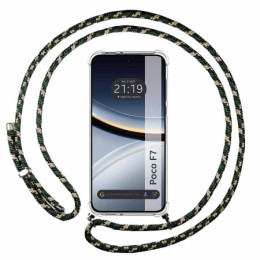 Funda Colgante Transparente para Xiaomi Poco F7 5G con Cordon Verde / Dorado