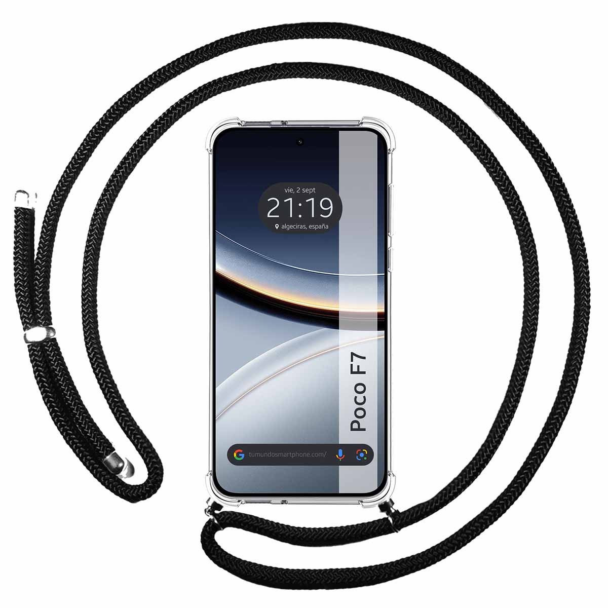 Funda Colgante Transparente para Xiaomi Poco F7 5G con Cordon Negro