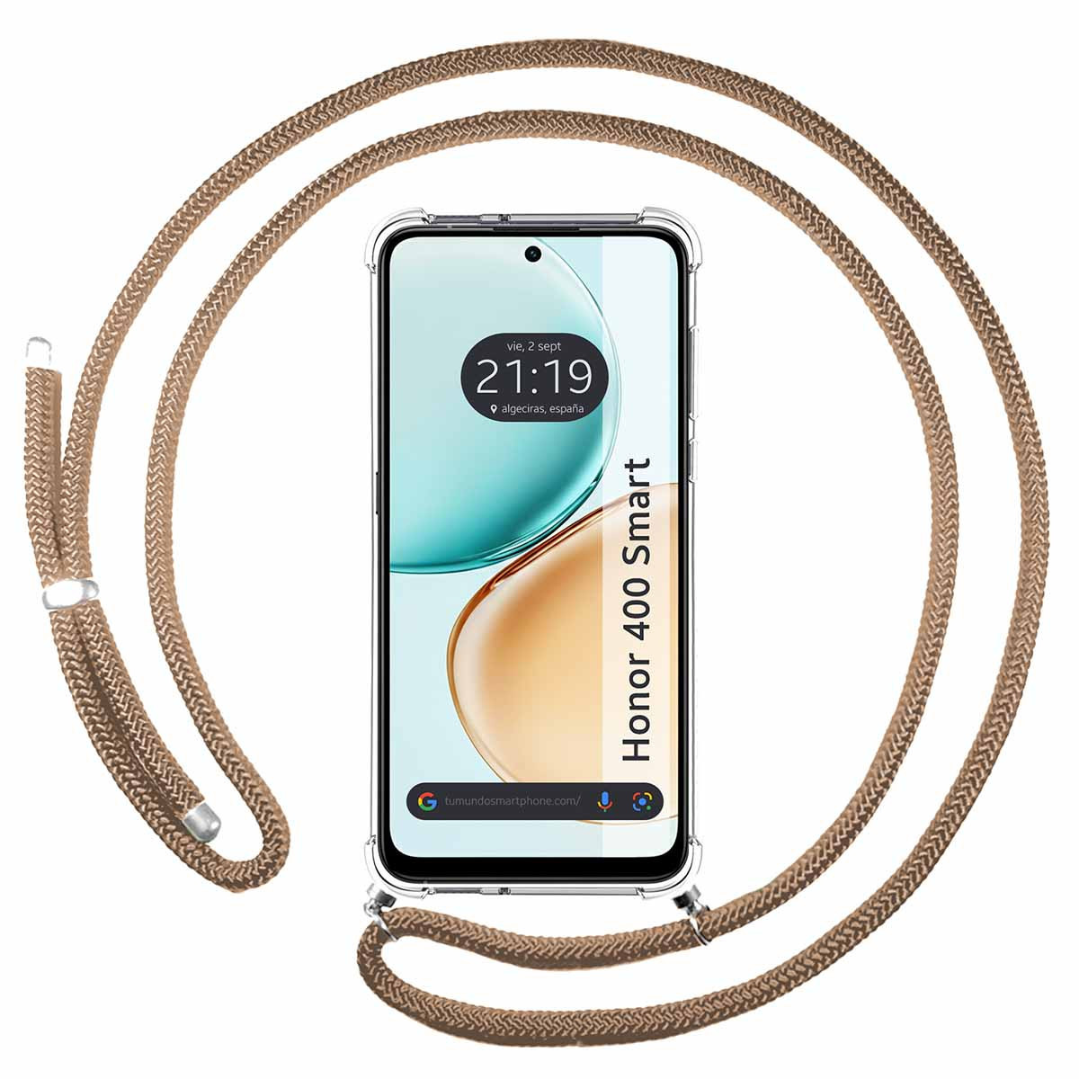 Funda Colgante Transparente para Huawei Honor 400 Smart 5G con Cordon Camel