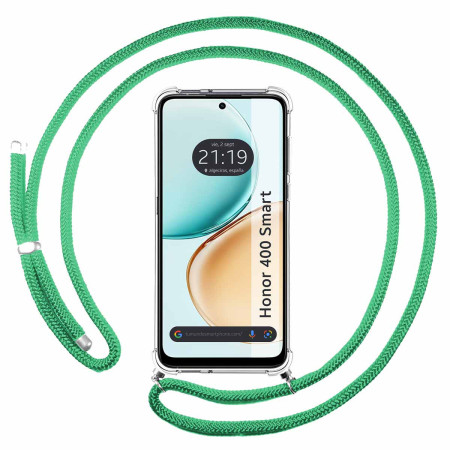 Funda Colgante Transparente para Huawei Honor 400 Smart 5G con Cordon Verde Agua