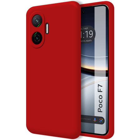 Funda Silicona Líquida Ultra Suave para Xiaomi Poco F7 5G color Roja