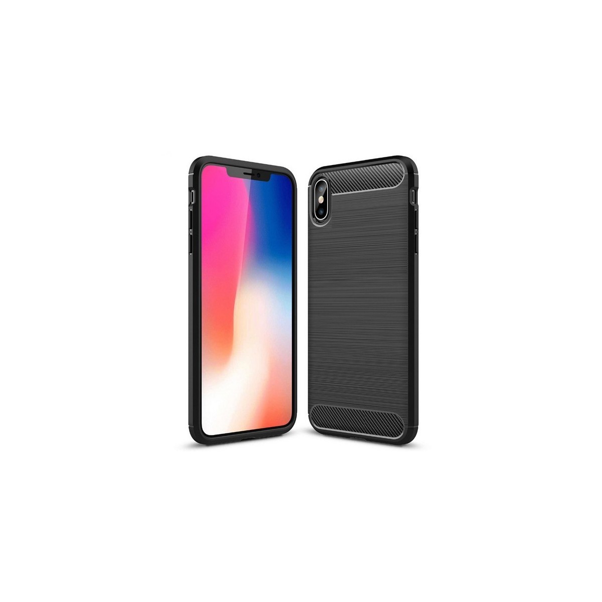 Funda Gel Tpu Tipo Carbon Negra para Iphone XS Max
