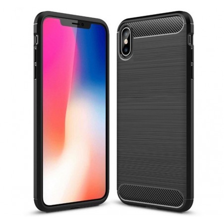Funda Gel Tpu Tipo Carbon Negra para Iphone XS Max