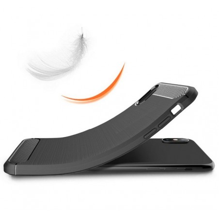 Funda Gel Tpu Tipo Carbon Negra para Iphone XS Max