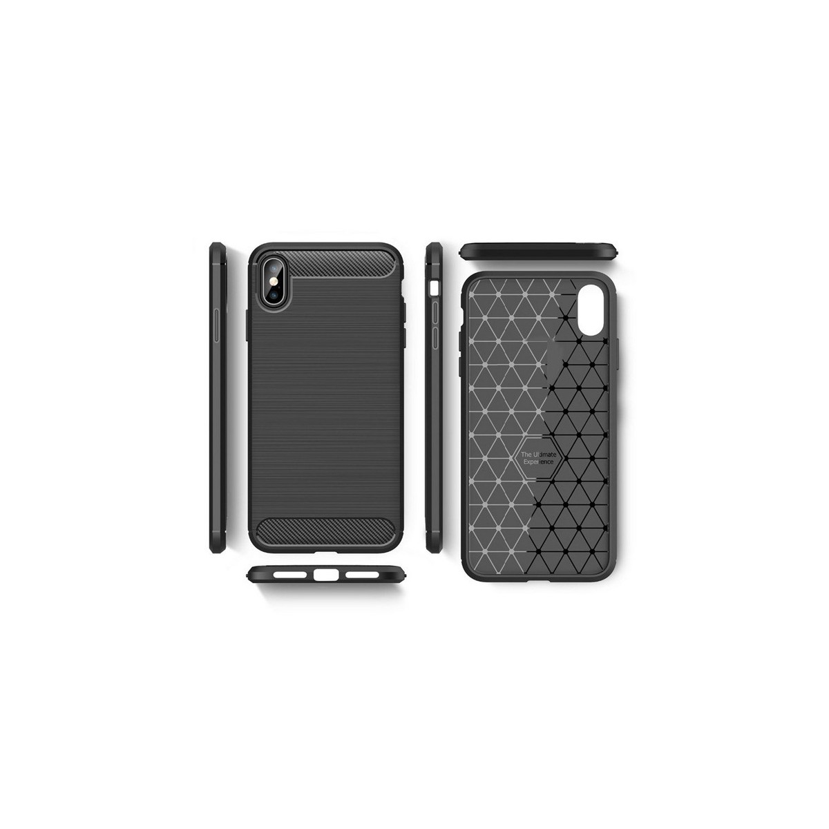 Funda Gel Tpu Tipo Carbon Negra para Iphone XS Max