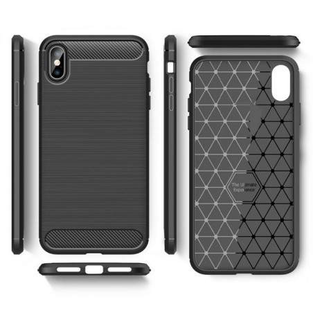 Funda Gel Tpu Tipo Carbon Negra para Iphone XS Max
