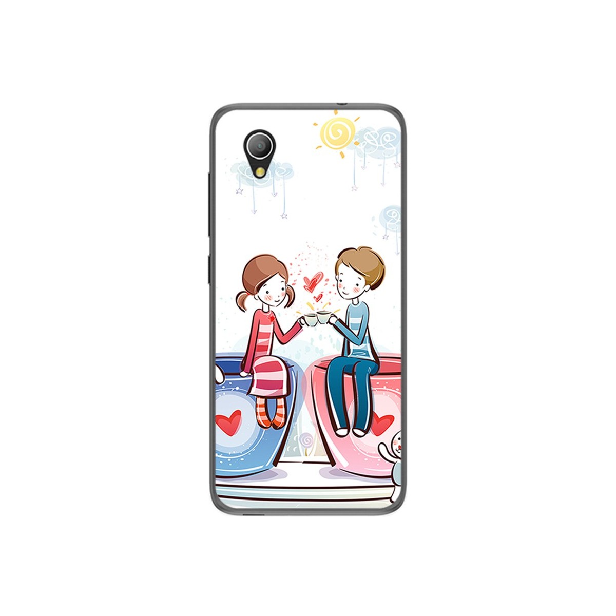 Funda Gel Tpu para Alcatel 1 / Orange Rise 54 / Vodafone Smart E9 Diseño Cafe Dibujos