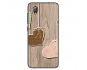 Funda Gel Tpu para Alcatel 1 / Orange Rise 54 / Vodafone Smart E9 Diseño Corazones Madera Dibujos