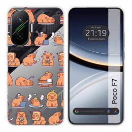 Funda Silicona Transparente para Xiaomi Poco F7 5G diseño Capibara 01 Dibujos
