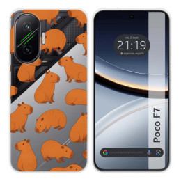 Funda Silicona Transparente para Xiaomi Poco F7 5G diseño Capibara 02 Dibujos