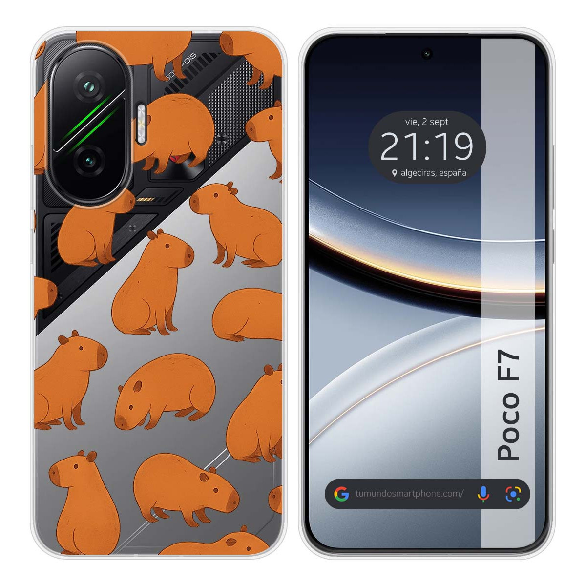 Funda Silicona Transparente para Xiaomi Poco F7 5G diseño Capibara 02 Dibujos