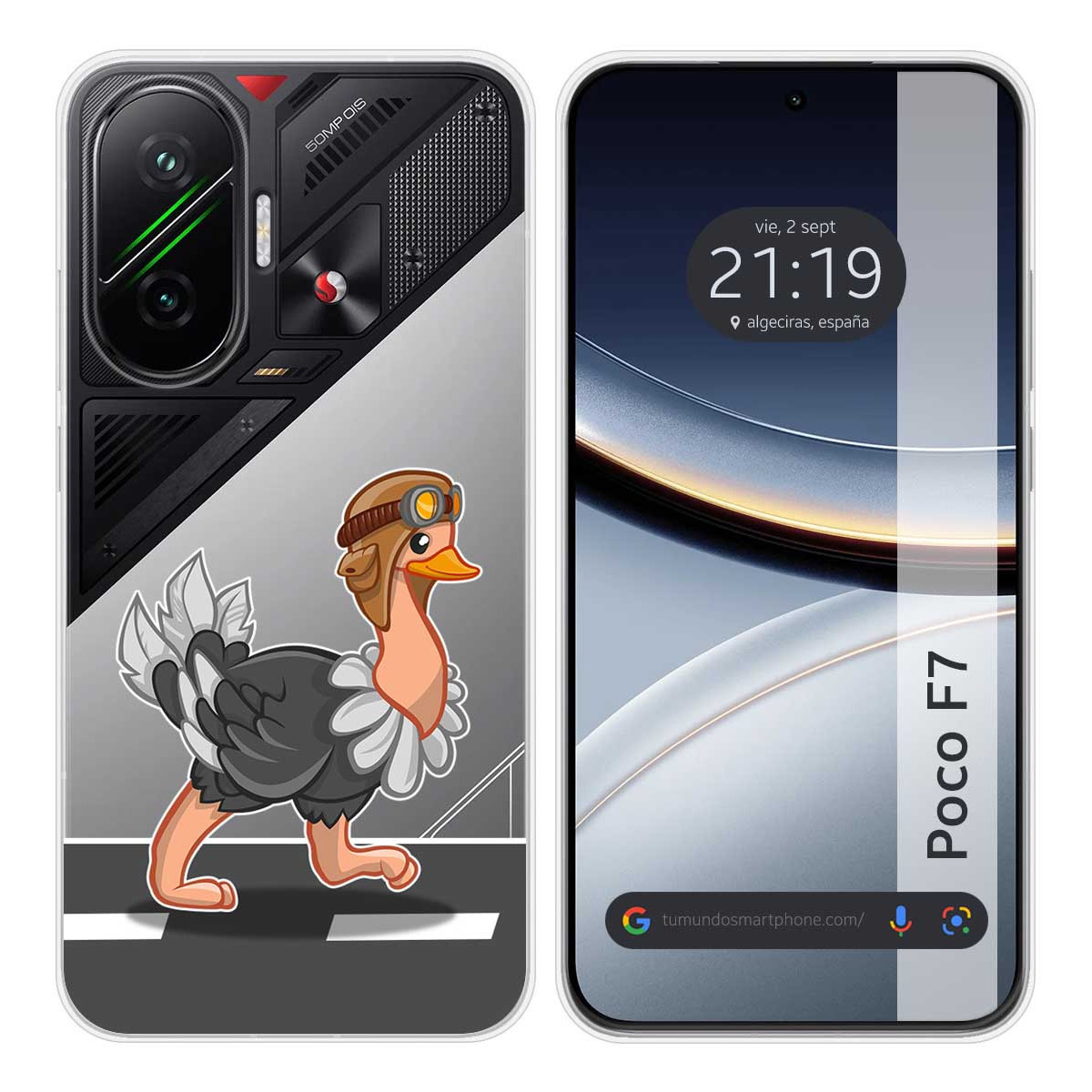 Funda Silicona Transparente para Xiaomi Poco F7 5G diseño Avestruz Dibujos