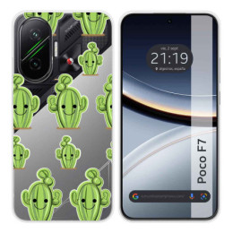 Funda Silicona Transparente para Xiaomi Poco F7 5G diseño Cactus Dibujos