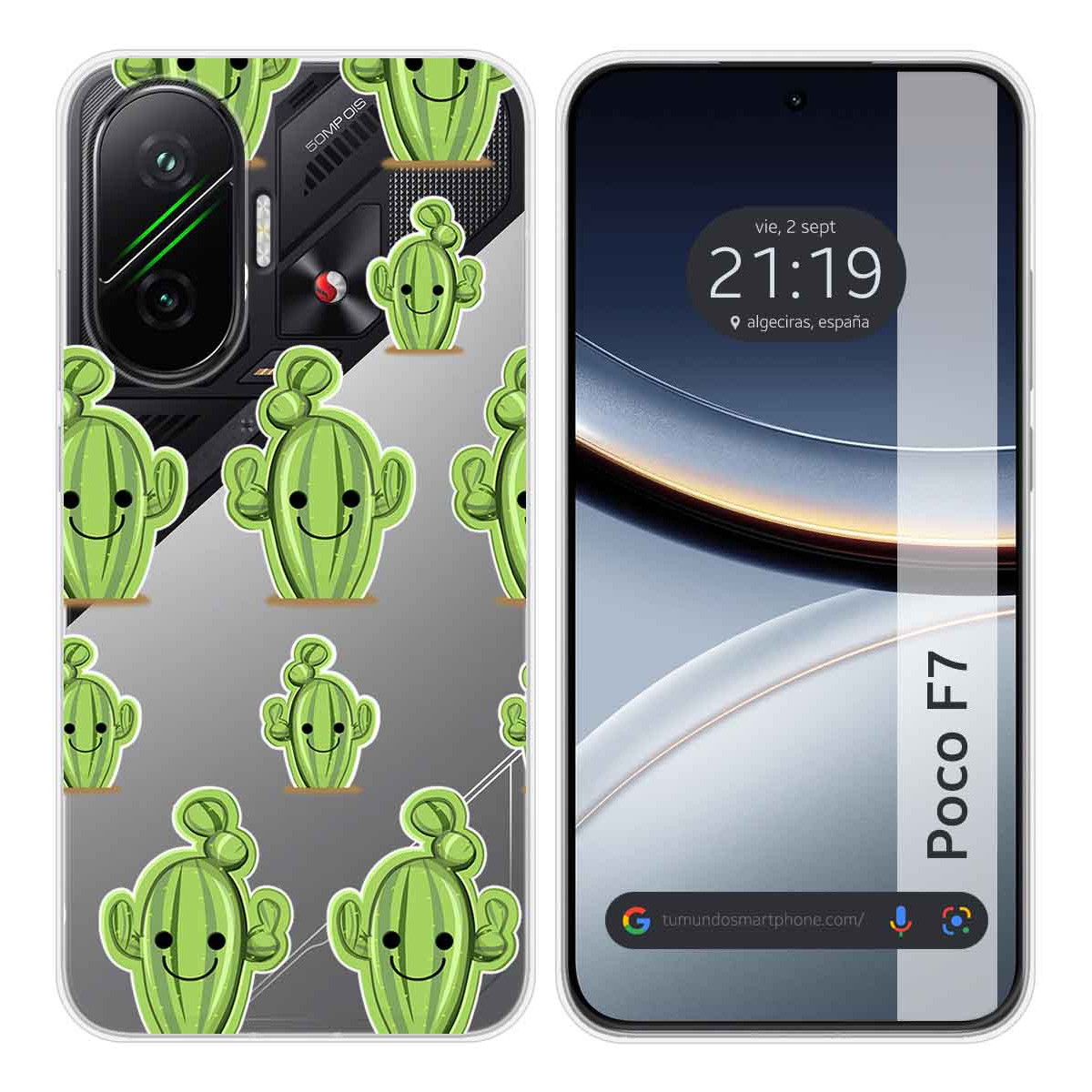 Funda Silicona Transparente para Xiaomi Poco F7 5G diseño Cactus Dibujos