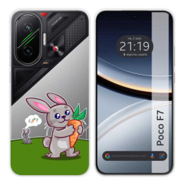 Funda Silicona Transparente para Xiaomi Poco F7 5G diseño Conejo Dibujos