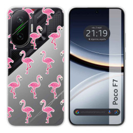 Funda Silicona Transparente para Xiaomi Poco F7 5G diseño Flamenco Dibujos