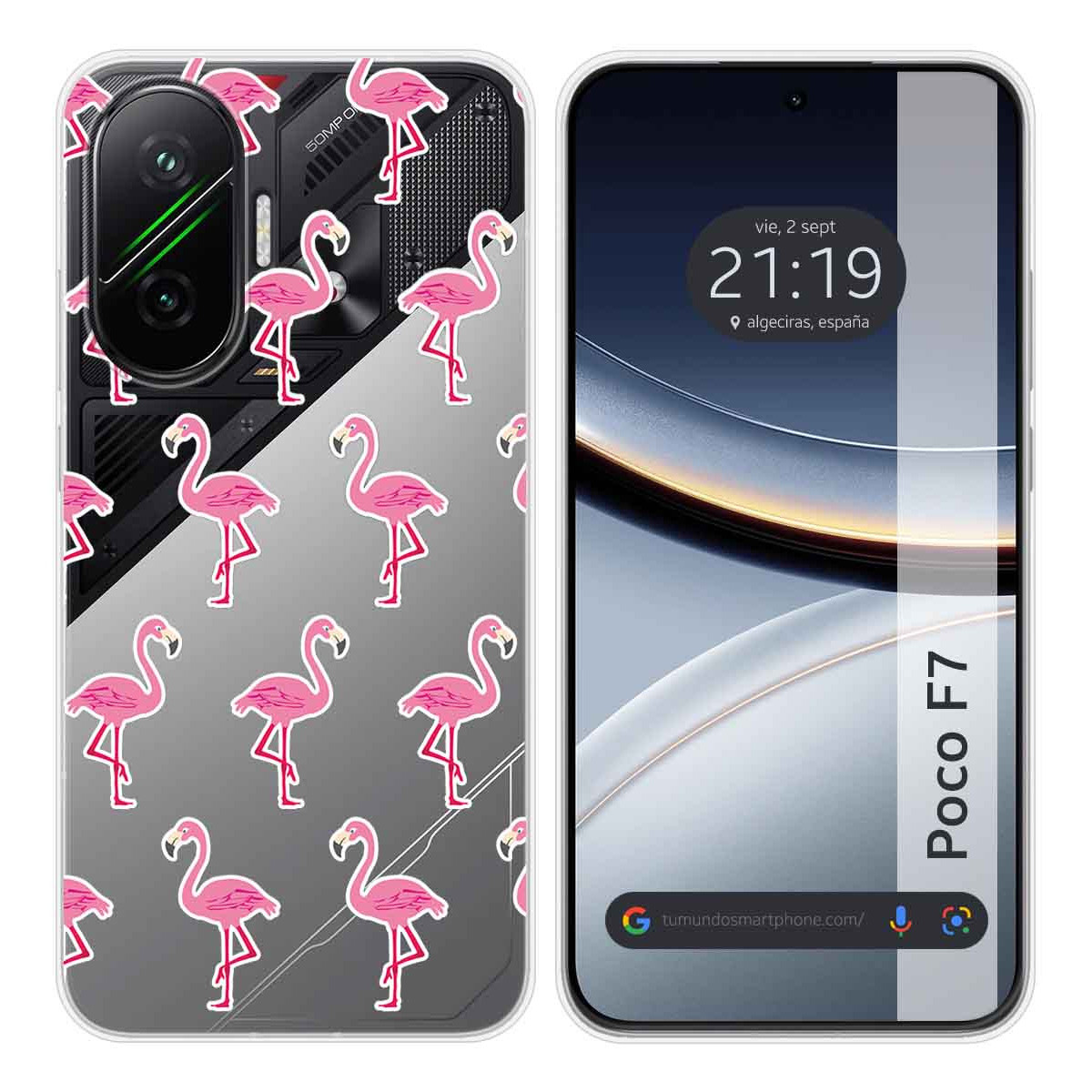 Funda Silicona Transparente para Xiaomi Poco F7 5G diseño Flamenco Dibujos
